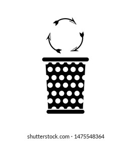 Trash Basket Icon Black Isolated Recycling Garbage Can Vector illustration