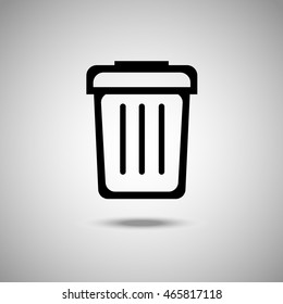 trash basket Icon. Flat style.Grey background. Vector illustration.
