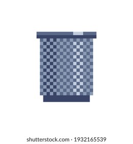 Trash basket icon. Pixel art style. Recycle bin and garbage container. 8-bit sprite. Isolated abstract vector illustration.