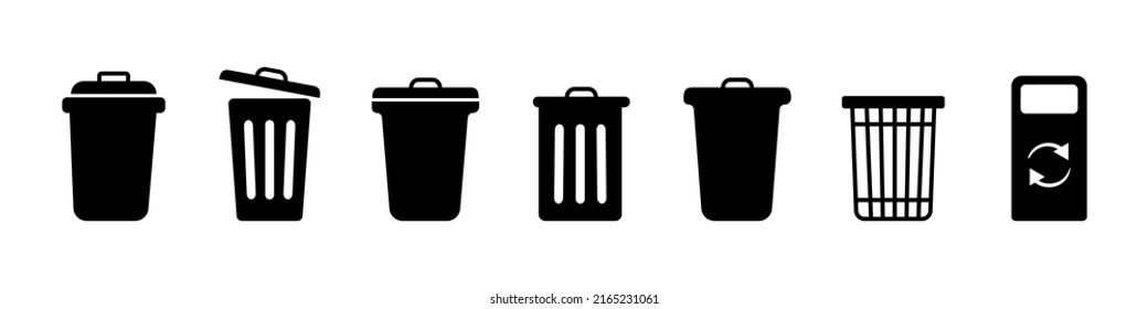 Trash basket. Save environment. Trash can related. Vector line icon for Business and Advertising.