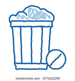 Trash Basket sketch icon vector. Hand drawn blue doodle line art Trash Basket sign. isolated symbol illustration