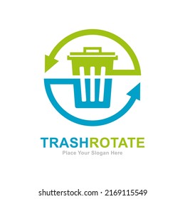 Trash bin arrow logo vector design. Suitable for business, nature and technology