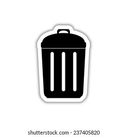 Trash bin - black vector icon with shadow