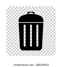 Trash bin -  black vector icon