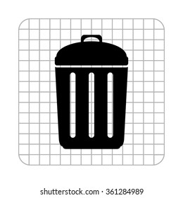 Trash bin  - black vector icon