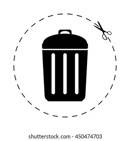 Trash bin  - black vector icon