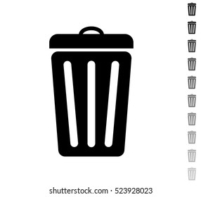 Trash bin - black vector icon and ten icons in  shades of grey