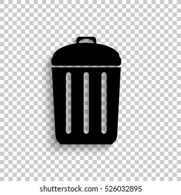 Trash bin - black vector  icon with shadow
