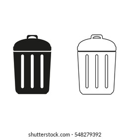 Trash bin  - black vector icon