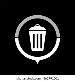 Trash bin  - black vector icon