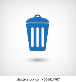Trash bin  - blue vector icon