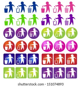 Trash bin or trash can with human figure symbol. No Littering, Please Use A Trash Can.