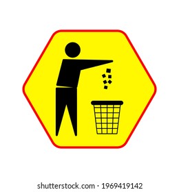Mülleimer oder Mülltonne mit Symbol für menschliche Figur in Vektorfarbe editierbar