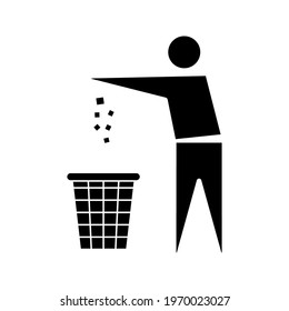 Trash bin or trash can with human figure symbol in vector color editable
