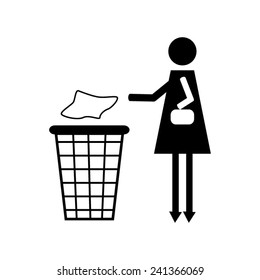 Trash bin or trash can with human figure symbol in vector 