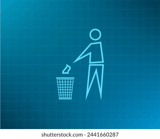 Trash bin or trash can with human figure symbol in vector with shadow