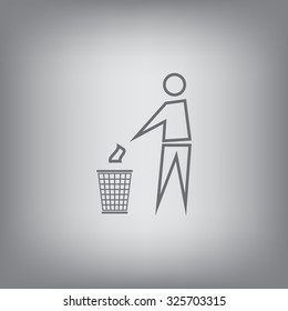Trash bin or trash can with human figure symbol in vector with shadow