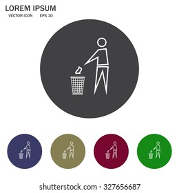 Trash bin or trash can with human figure symbol in vector 