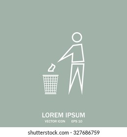 Trash bin or trash can with human figure symbol in vector with shadow