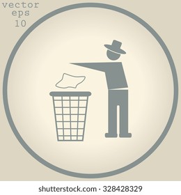 Trash bin or trash can with human figure symbol in vector 