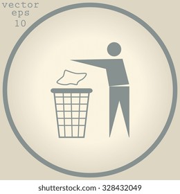 Trash bin or trash can with human figure symbol in vector 
