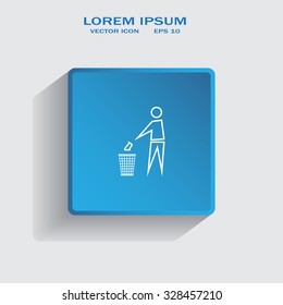 Trash bin or trash can with human figure symbol in vector with shadow