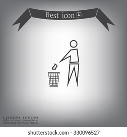 Trash bin or trash can with human figure symbol in vector with shadow