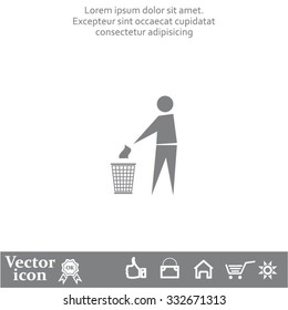 Trash bin or trash can with human figure symbol in vector with shadow