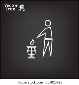 Trash bin or trash can with human figure symbol in vector with shadow