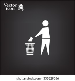 Trash bin or trash can with human figure symbol in vector with shadow