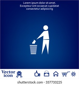 Trash bin or trash can with human figure symbol in vector 