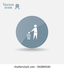 Trash bin or trash can with human figure symbol in vector with shadow