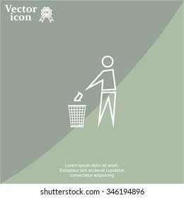 Trash bin or trash can with human figure symbol in vector with shadow