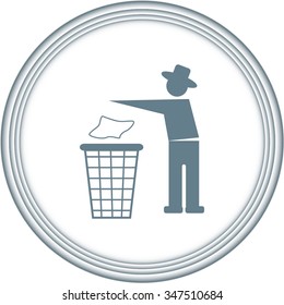 Trash bin or trash can with human figure symbol in vector 