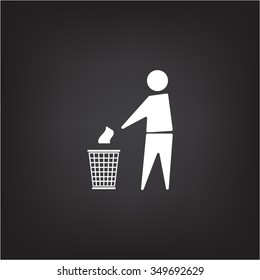 Trash bin or trash can with human figure symbol in vector with shadow