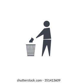 Trash bin or trash can with human figure symbol in vector with shadow