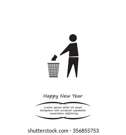 Trash bin or trash can with human figure symbol in vector with shadow