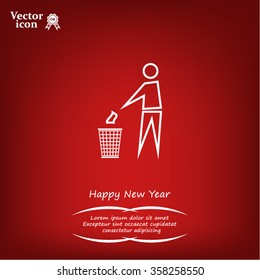 Trash bin or trash can with human figure symbol in vector with shadow