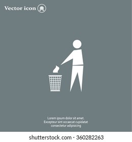 Trash bin or trash can with human figure symbol in vector with shadow