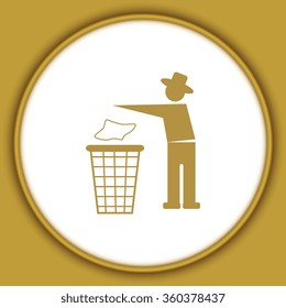 Trash bin or trash can with human figure symbol in vector 