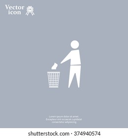 Trash bin or trash can with human figure symbol in vector 