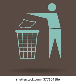 Trash bin or trash can with human figure symbol in vector 
