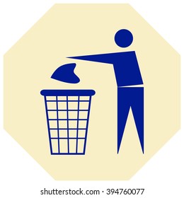 Trash bin or trash can with human figure symbol in vector 