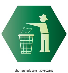 Trash bin or trash can with human figure symbol in vector 