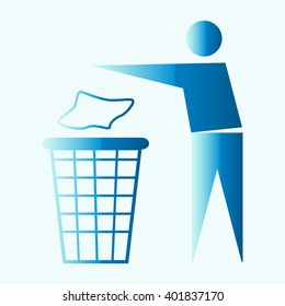 Trash bin or trash can with human figure symbol in vector 