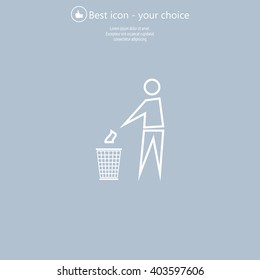 Trash bin or trash can with human figure symbol in vector with shadow