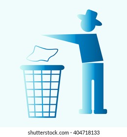 Trash bin or trash can with human figure symbol in vector