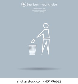 Trash bin or trash can with human figure symbol in vector with shadow