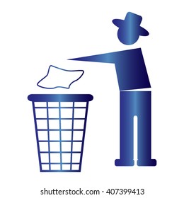 Trash bin or trash can with human figure symbol in vector 