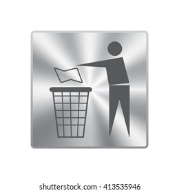 Trash bin or trash can with human figure symbol in vector